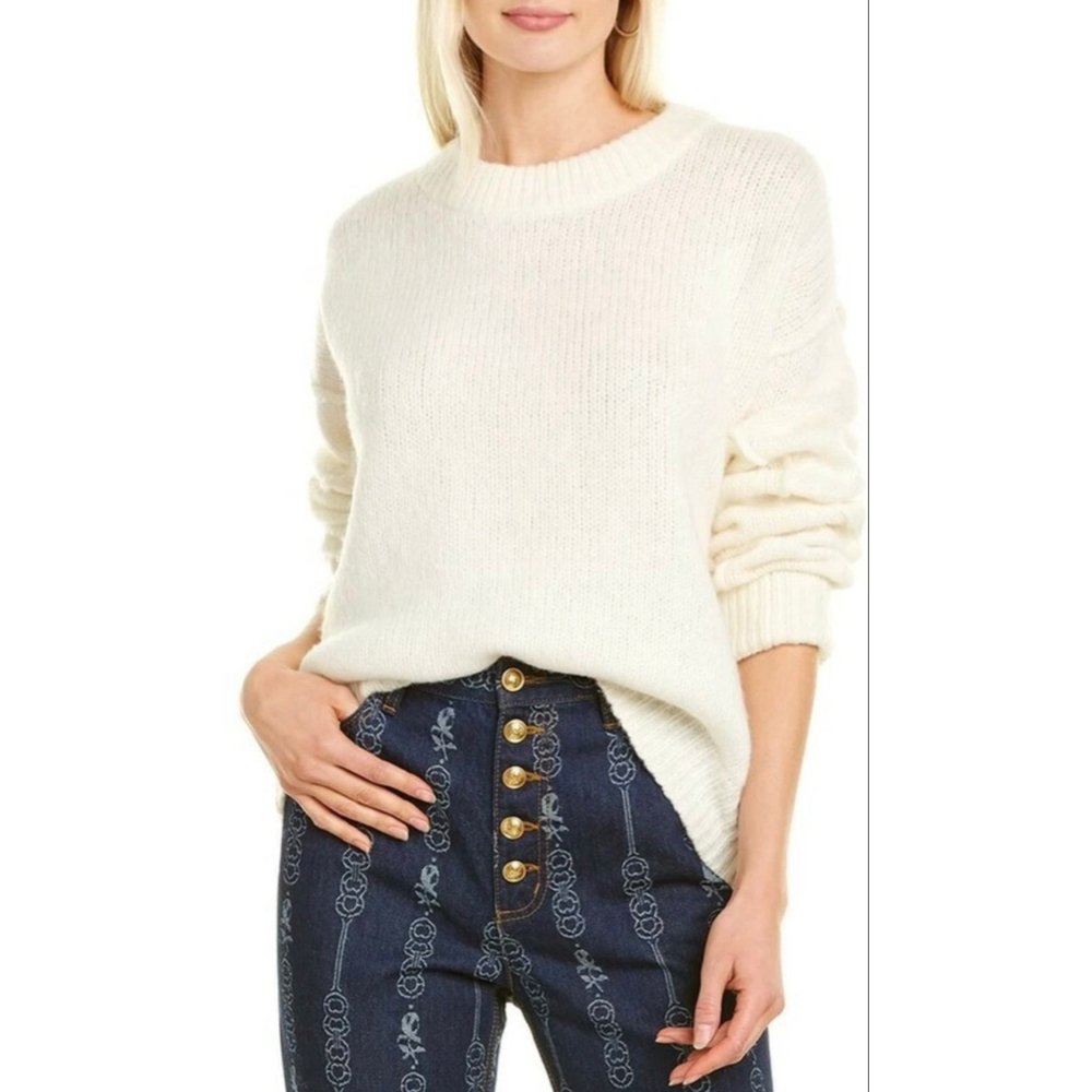 Tory Burch Eva Sweater New Ivory Wool Blend Detachable Scarf BNWT M Capsule Mini